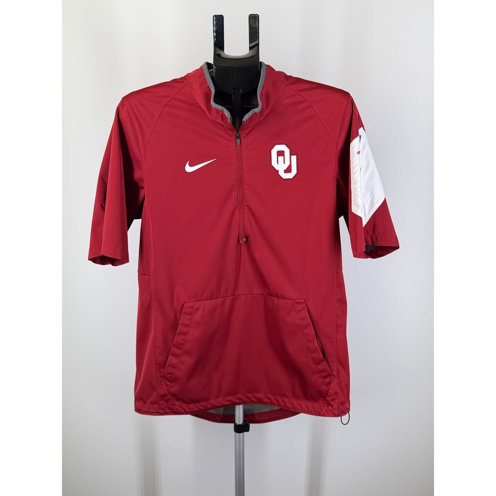 Nike Oklahoma Sooners Mens Small Crimson Red Short Sleeve 1/4 Zip Pullover